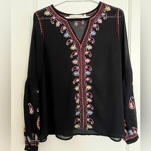 LOVE SAM boho embroidered shirt size S with a balloon sleeve at the bott…